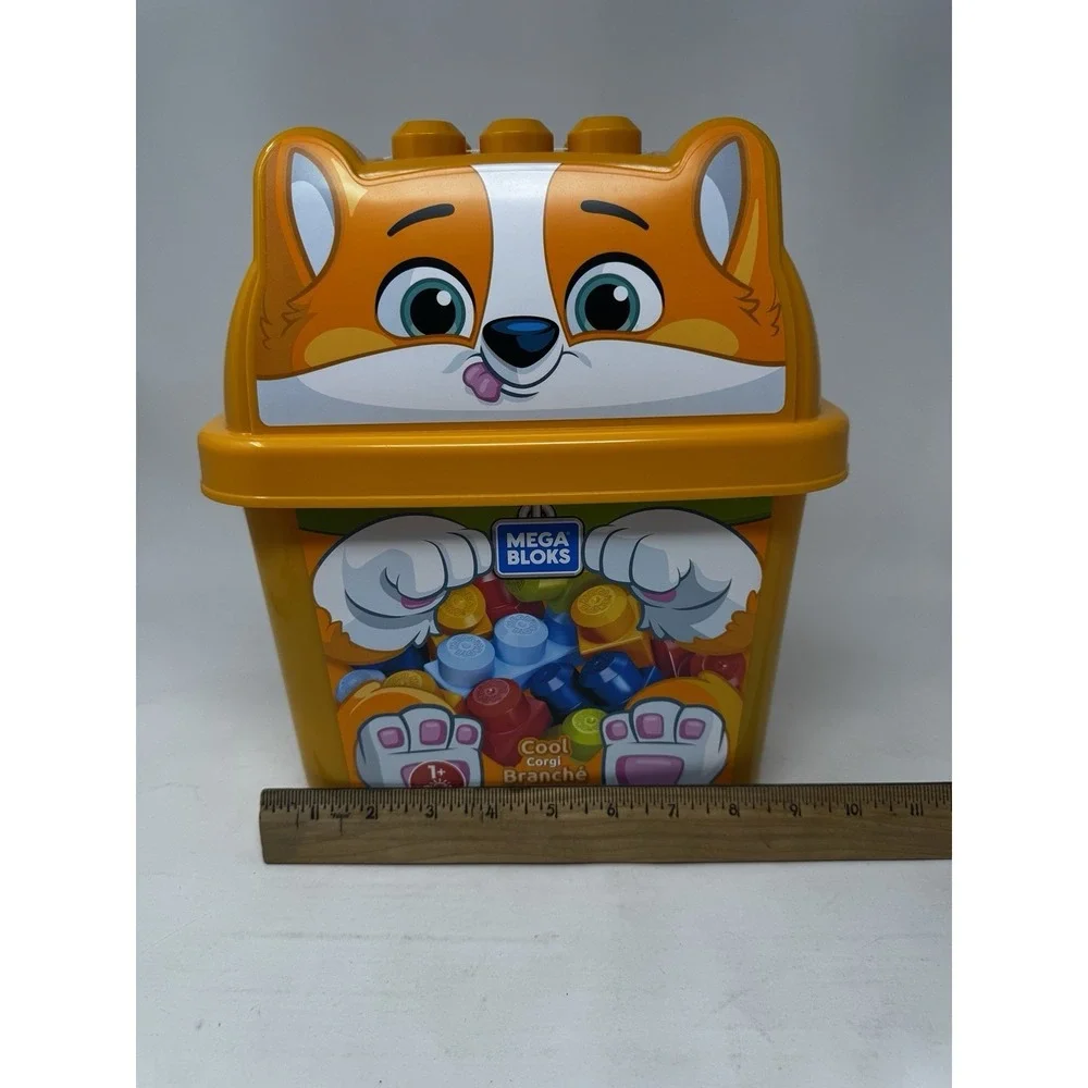 Mega Bloks Corgi Bucket Container 25 Pieces Dog New Building Blocks Fisher Price